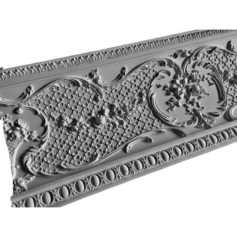 Plaster Crown Festooned Cove Molding Louis XV 9-1/4" P x 10" D x 42" R