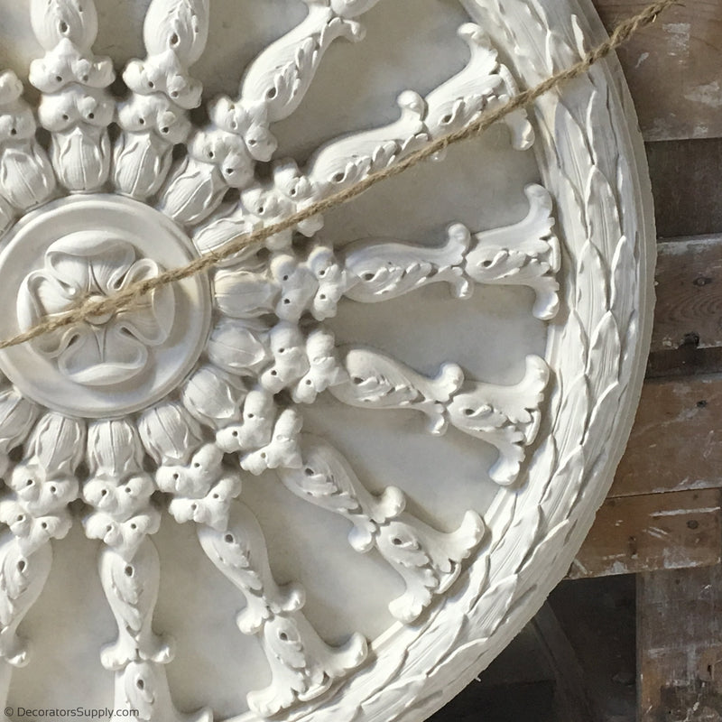 32-1/2" Diameter Plaster Medallion Or Vented Grille French Renaissance x 2" Relief