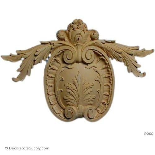 Shield with Floral Accents-Fr. Ren. 10H X 15W - 3/4Relief-furniture-woodwork-ornaments-Decorators Supply