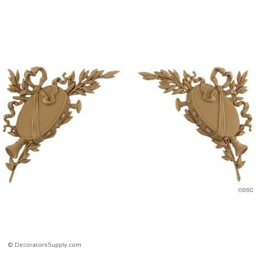 Musical Instrument - Spandrels - 5 1/4H X 5 1/4W - 1/4Rel-appliques-for-woodwork-furniture-Decorators Supply