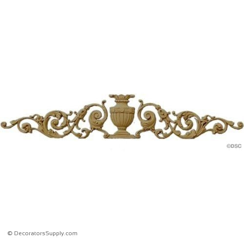 Urn With Side Scrolls -Ren. 4 3/4H X 24 1/2W - 1/4Relief-ornaments-for-furniture-woodwork-Decorators Supply
