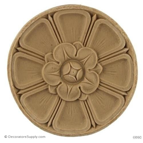 Rosette - Circle-Colonial - 4Diameter - 5/16Relief-woodwork-furniture-ornaments-Decorators Supply