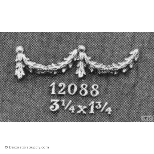 Bell Flower Swag - Adams - 1 3/4H X 3 1/4W - 1/4Relief-applique-onlay-for-furniture-woodwork-Decorators Supply