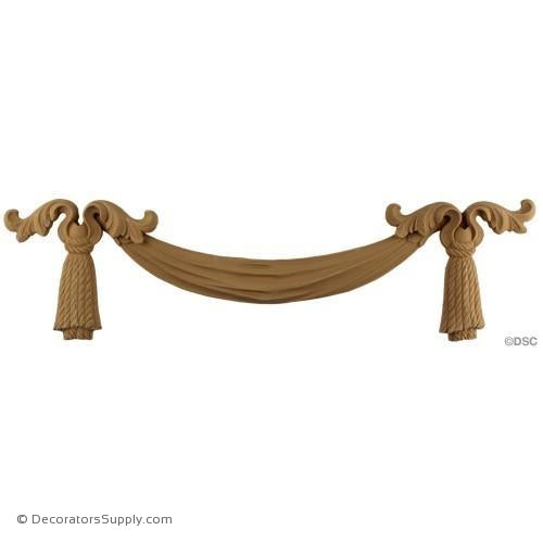 Swag - Colonial - 6H X 23W - 5/8Relief-applique-onlay-for-furniture-woodwork-Decorators Supply