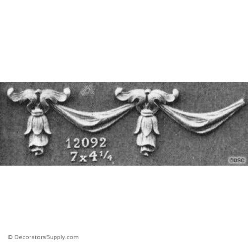 Swag - Colonial - 4 1/4H X 7W - 5/8Relief-applique-onlay-for-furniture-woodwork-Decorators Supply