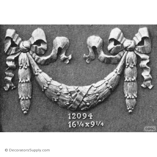 Laurel Swag - Empire - 9 1/4H X 16 1/4W - 5/8Relief-applique-onlay-for-furniture-woodwork-Decorators Supply