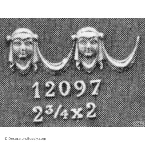 Swag w/Faces - Colonial - 2H X 2 3/4W - 1/4Relief-applique-onlay-for-furniture-woodwork-Decorators Supply