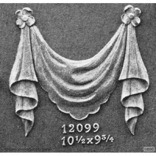 Swag - Colonial - 9 3/4H X 10 1/2W - 3/8Relief-applique-onlay-for-furniture-woodwork-Decorators Supply
