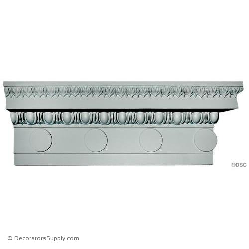 Plaster Crown-Roman Ionic- 4" Proj X 9" Drop. Repeat: 6 3/4"-Decorators Supply