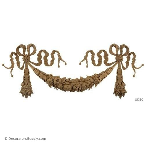 Floral Swag - Italian - 14H X 30 1/2W - 5/8Relief-applique-onlay-for-furniture-woodwork-Decorators Supply