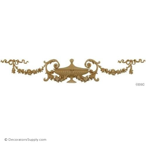Urn and Swag Design - 4 1/2 High 27 Wide 3/8 Relief-ornaments-for-furniture-woodwork-Decorators Supply