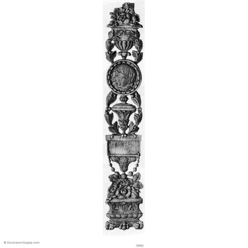 Floral Urn Pilaster Design - 19 1/2 High 3 1/2 Wide 3/8 Rlf-vertical-design-woodwork-furniture-Decorators Supply