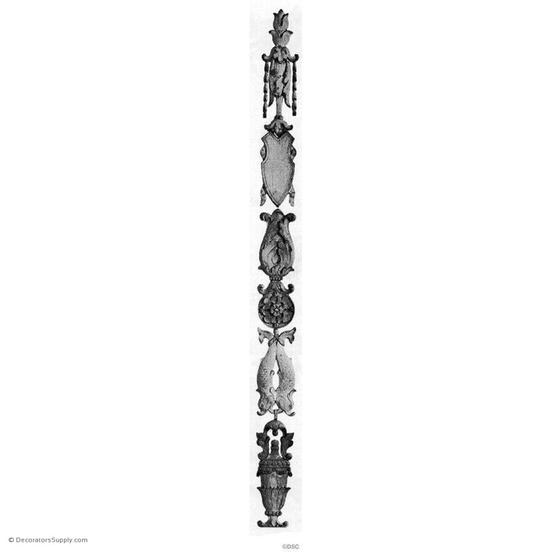 Urn and Fish Pilaster - 28 1/2 High 2 1/4 Wide 1/4 Relief-vertical-design-woodwork-furniture-Decorators Supply