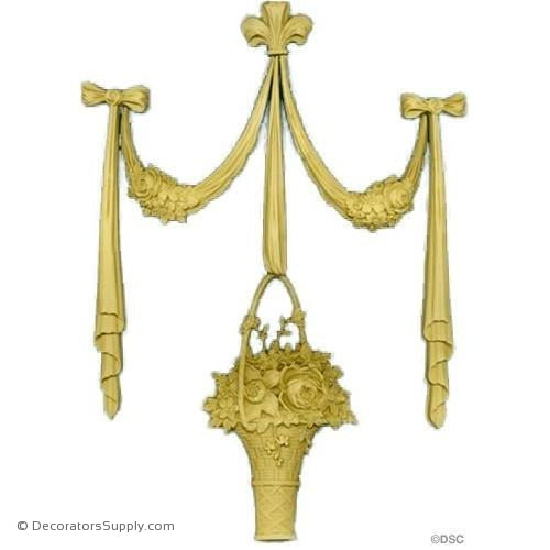 Swag w/Basket 13 1/2 High 9 3/4 Wide-applique-onlay-for-furniture-woodwork-Decorators Supply