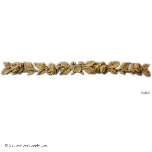 Band of Roses with Small Medallion Center 1 H X 9 1/2 W-ornaments-furniture-woodwork-Decorators Supply