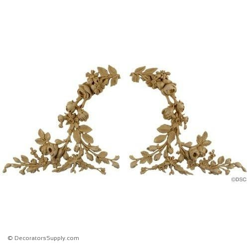 Floral 8 3/4 High 19 Wide-ornaments-furniture-woodwork-Decorators Supply