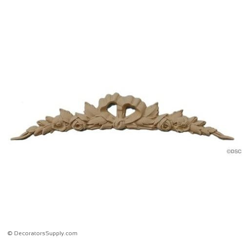 Rose Cartouche Applique for Wood 2 1/4 H X 10 1/2 W-appliques-for-woodwork-furniture-Decorators Supply