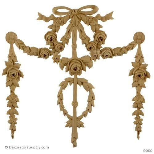 Rose Swag Design Applique for Wood 13 1/2 H X 13 1/2 W-applique-onlay-for-furniture-woodwork-Decorators Supply