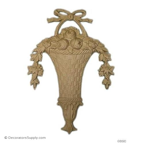 Rose Basket Applique for Wood 10 1/2 High 7 Wide-ornaments-for-furniture-woodwork-Decorators Supply