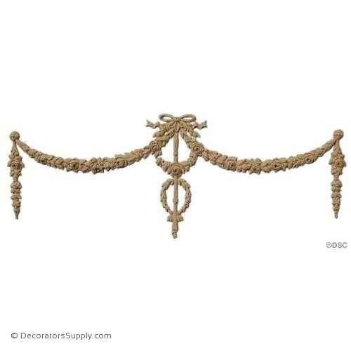 Rose Swag Design Applique for Wood 13 1/2 High 36 Wide-applique-onlay-for-furniture-woodwork-Decorators Supply