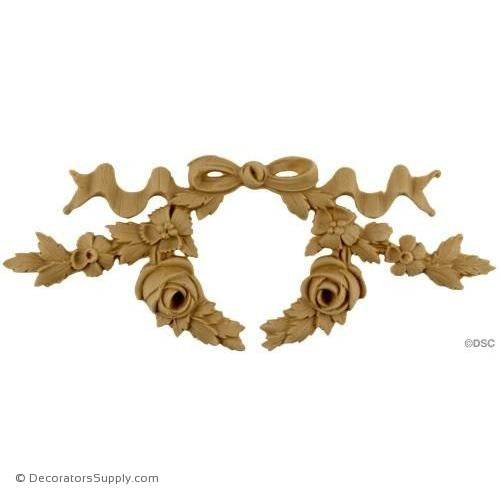 Floral Wreath with Ribbon - 3 1/4 H X 8" W-ornaments-furniture-woodwork-Decorators Supply