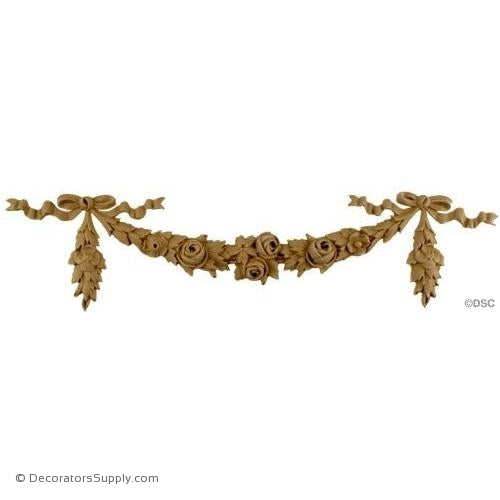 Rose Swag with Drops 4 1/4 High 17 1/4 Wide-applique-onlay-for-furniture-woodwork-Decorators Supply