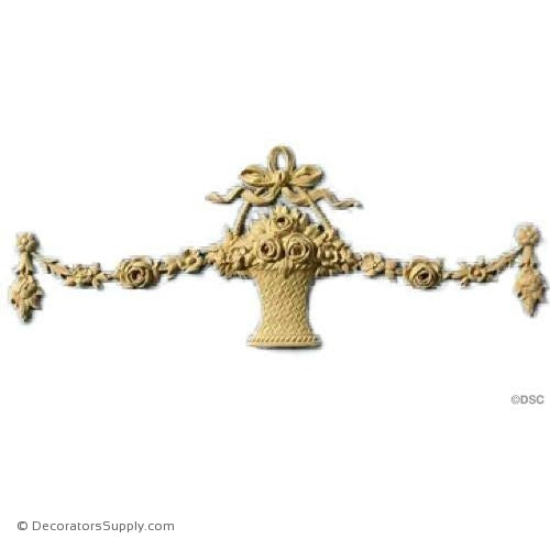 Basket - Rose and Rose Swag 7 1/2 High 18 1/4 Wide-ornaments-for-furniture-woodwork-Decorators Supply