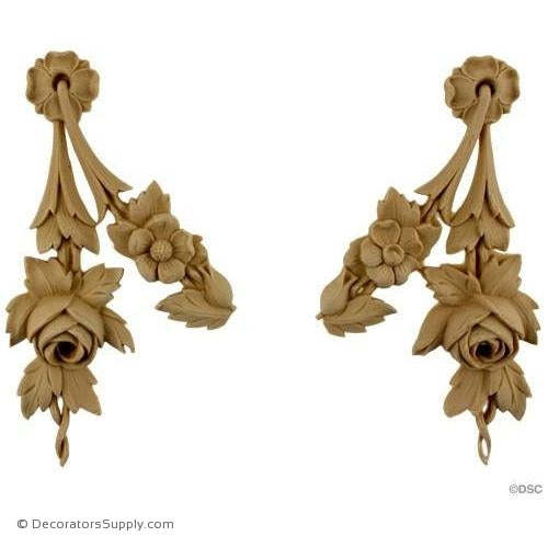 Floral 5 3/4 High 3 1/4 Wide-ornaments-furniture-woodwork-Decorators Supply