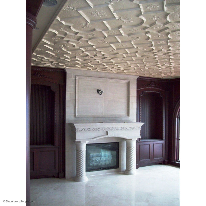 Plaster Old English Ceiling  Ornamented Small Panel  1-1/2" Relief  Covers 6 SF