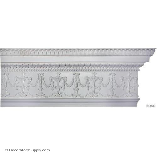 Plaster Crown-French-3-3/4" Proj X 13 1/2" Drop X 16" Repeat-Decorators Supply