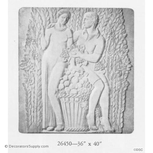 Plaster Panel-Art Deco-36" X 40"-3/4" Relief-ceiling-ornament-Decorators Supply
