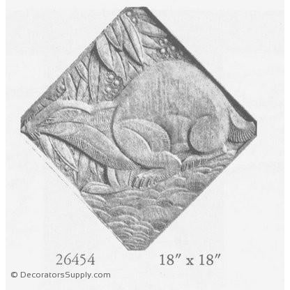 Plaster Plaque-Art Deco-18" X 18"-1/2" Rel- 23 1/2" Diag-ceiling-ornament-Decorators Supply