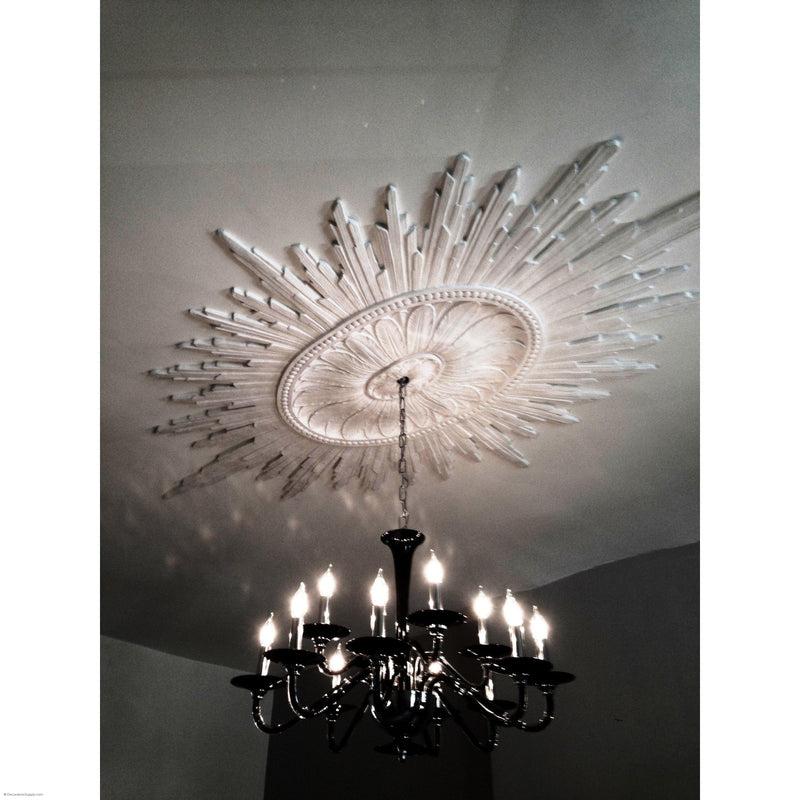 96" x 58" Plaster Medallion Art Deco Colonial  x 1" Relief - In 2 Halves