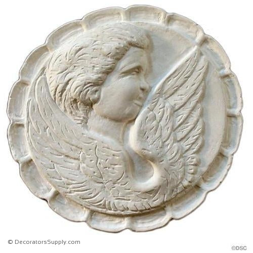 Plaster Cameo/Rosette-Renaissance-7" Diameter X 1" Relief-ceiling-ornament-Decorators Supply