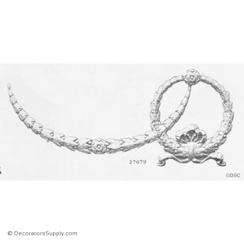 Plaster Swag w/Wreath- Empire - 30"W x 15 3/4"H x 7/8"Relief-Decorators Supply