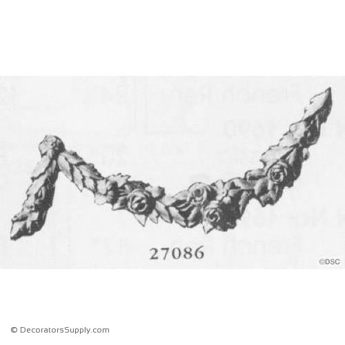 Plaster Festoon - French - 11"W x 5"H x 1/2"Relief-Decorators Supply