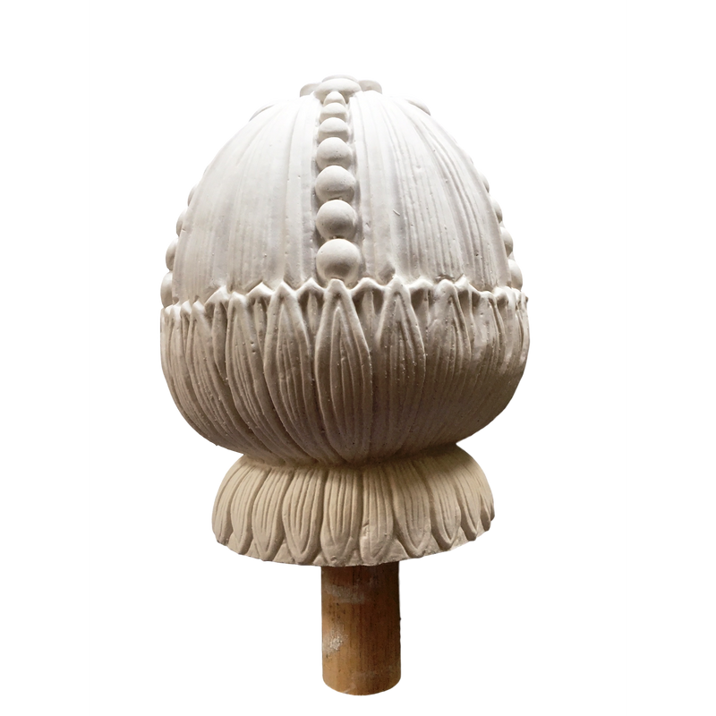 Plaster Finial Empire 4-1/2" x 5- 1/2" Round - Dimensions Without Dowel