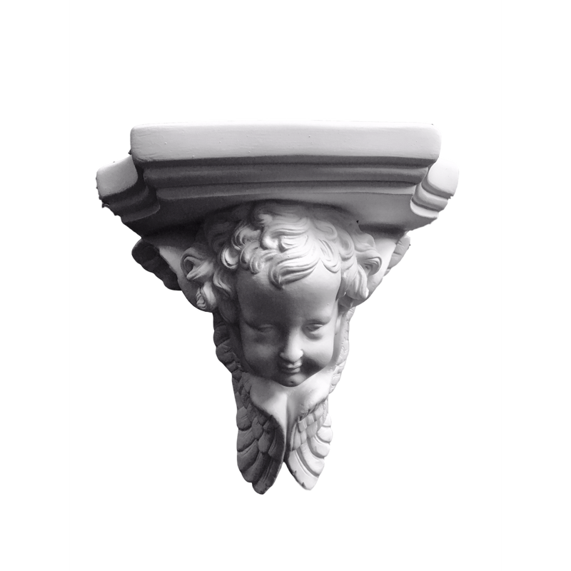 Plaster Cherub Gothic 6-7/8" x 6-7/8" x 4-7/8" Projection