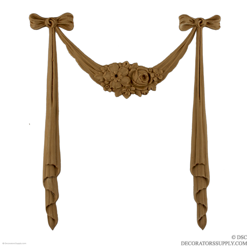Floral Sway and Drops 9 High 7 5/8 Wide-Appliques for woodwork-Decorators Supply