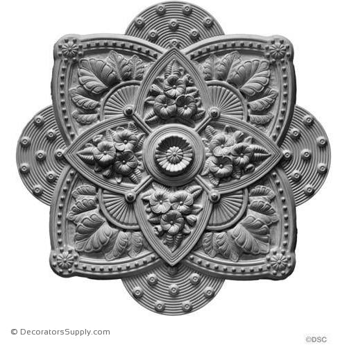 Plaster Medallion Victorian 34" Square x 2 1/4" With Plug-ceiling-ornament-Decorators Supply