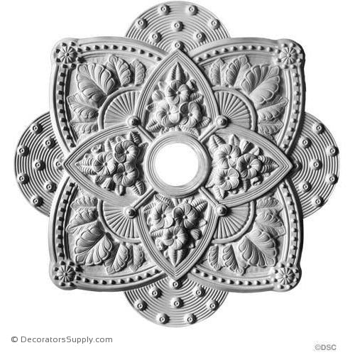 Plaster Medallion Victorian 34" Square x 2 1/4" 4 1/4" Hole-ceiling-ornament-Decorators Supply