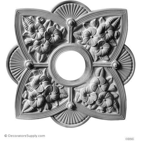 Plaster Medallion Victorian 19 5/8" Sq x 2 1/4" 4 1/4" Hole-ceiling-ornament-Decorators Supply