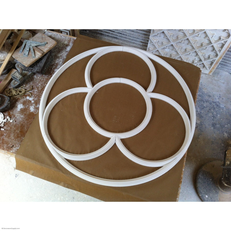51" Diameter Plaster Medallion Open - Rib 1-3/4" x 1-1/2" - Supplied in 3 Pieces