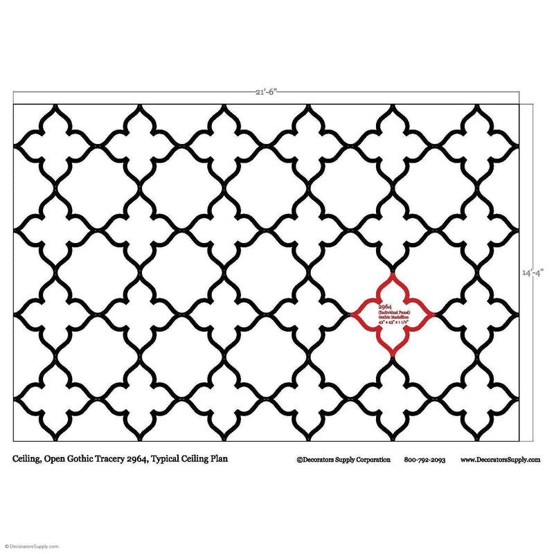 Open Gothic Tracery - Offered in 2-Sizes: 43" and 30"