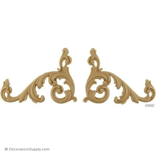 Leafy Scrolls 4 1/4 High 5 3/4 Wide-ornaments-furniture-woodwork-Decorators Supply