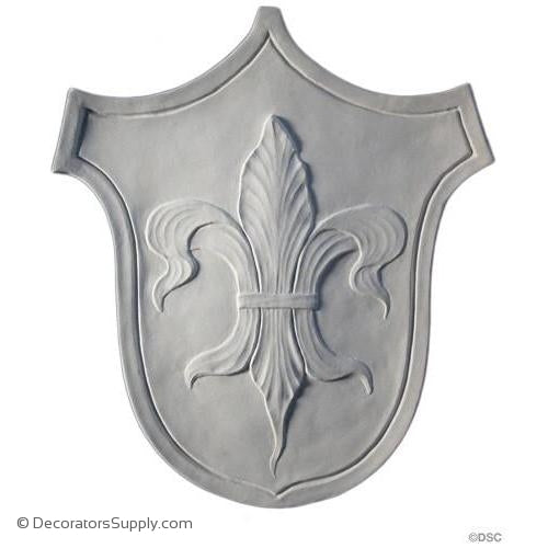 Plaster Fleur de Lis Shield - 15-1/2" x 13-3/4" x 1-1/4"
