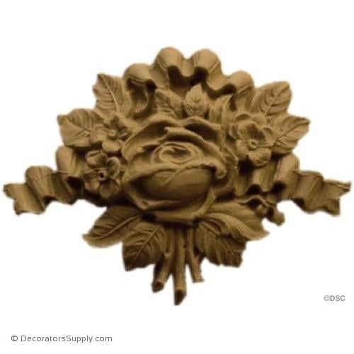 Rose Bouquet with Ribbon - 3 1/2 High 4 7/8 Wide-ornaments-furniture-woodwork-Decorators Supply