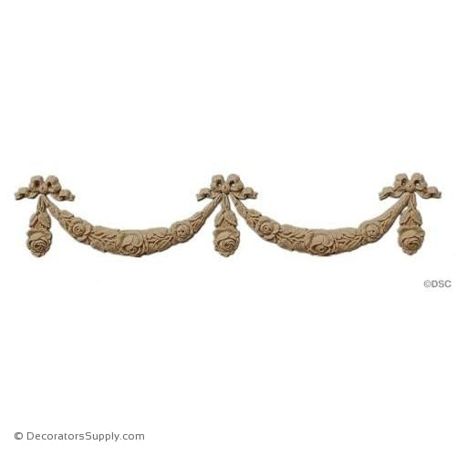 Rose Swag with Drops 1 7/8 High 8 3/8 Wide-applique-onlay-for-furniture-woodwork-Decorators Supply