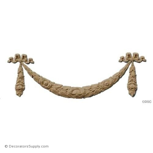 Rose Swag with Drops 3 1/2 High 12 1/2 Wide-applique-onlay-for-furniture-woodwork-Decorators Supply