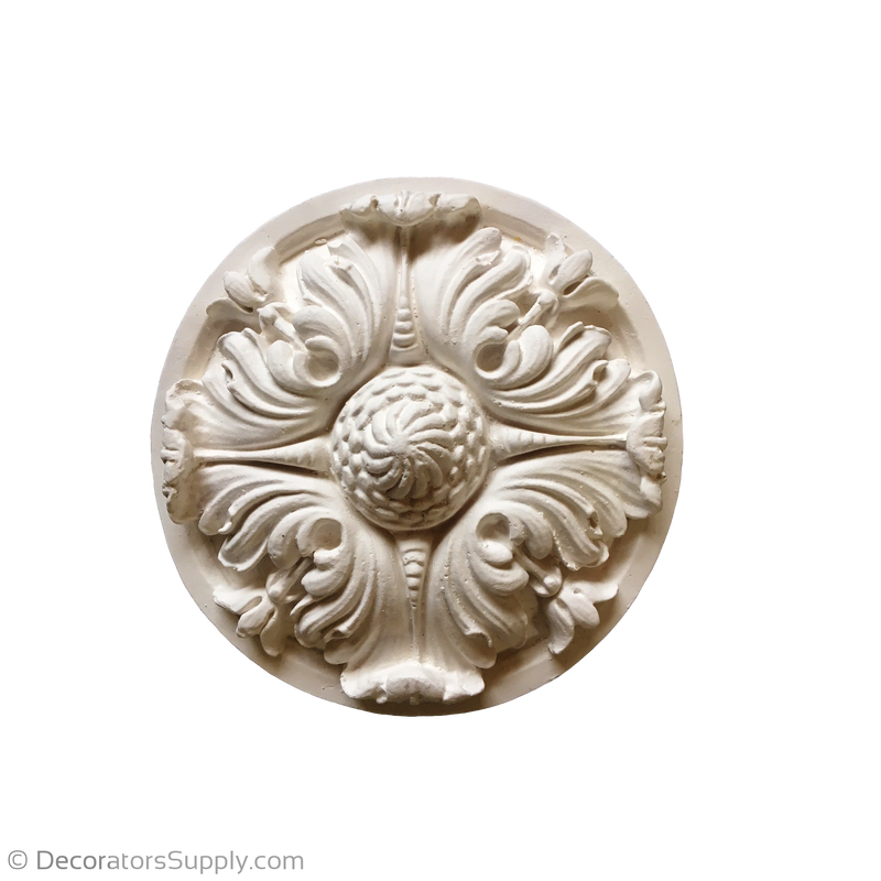 Plaster Rosette Modern Renaissance 6-7/8" x 1-1/4" Relief